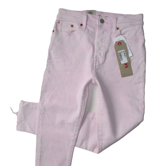 NWT Levi's Wedgie Skinny in Pink Acid Wash High Rise Stretch Crop Jeans 0 / 25 - Picture 2 of 8